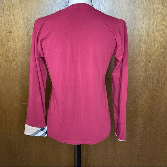 Burberry Brit Crew Neck Cuffed Sleeve Shirt Red Large - Picture 3 of 9